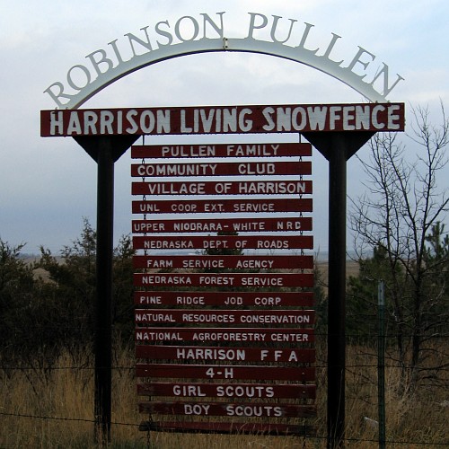 Living Snow Fence Sign, Harrison, Nebraska, April 22, 2007