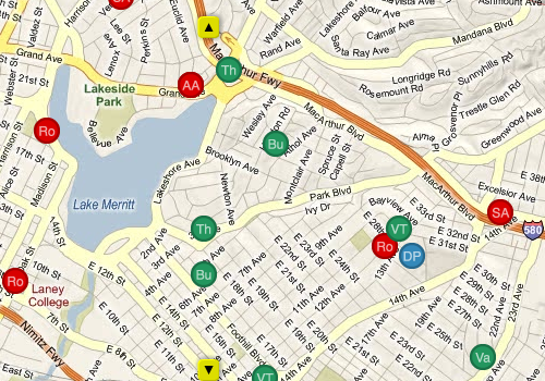 Oakland crimespotting map