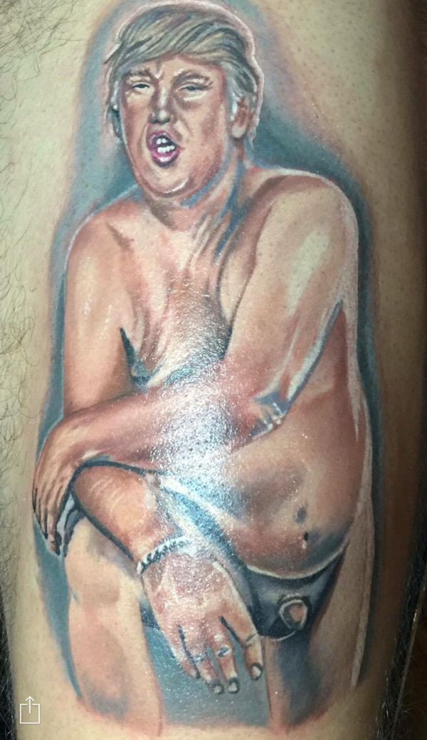 Donald Trump Leg Tattoo