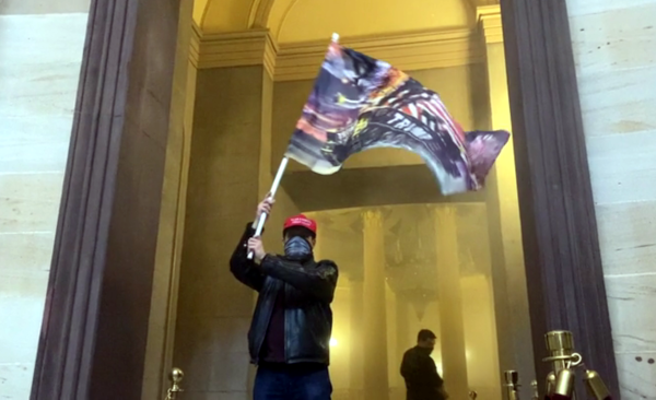 Still from Capitol insurrection video uploaded to Parler.com on January 6, 2021