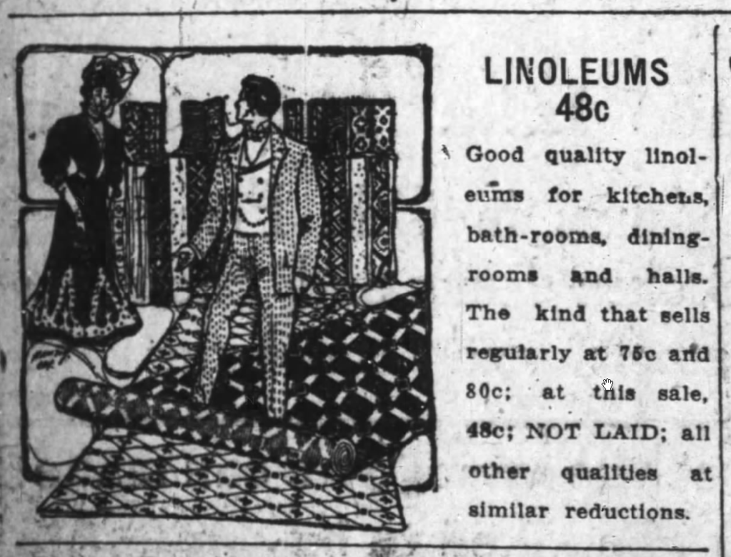 Linoleum advertisement, Oakland Tribune, January 3, 1909